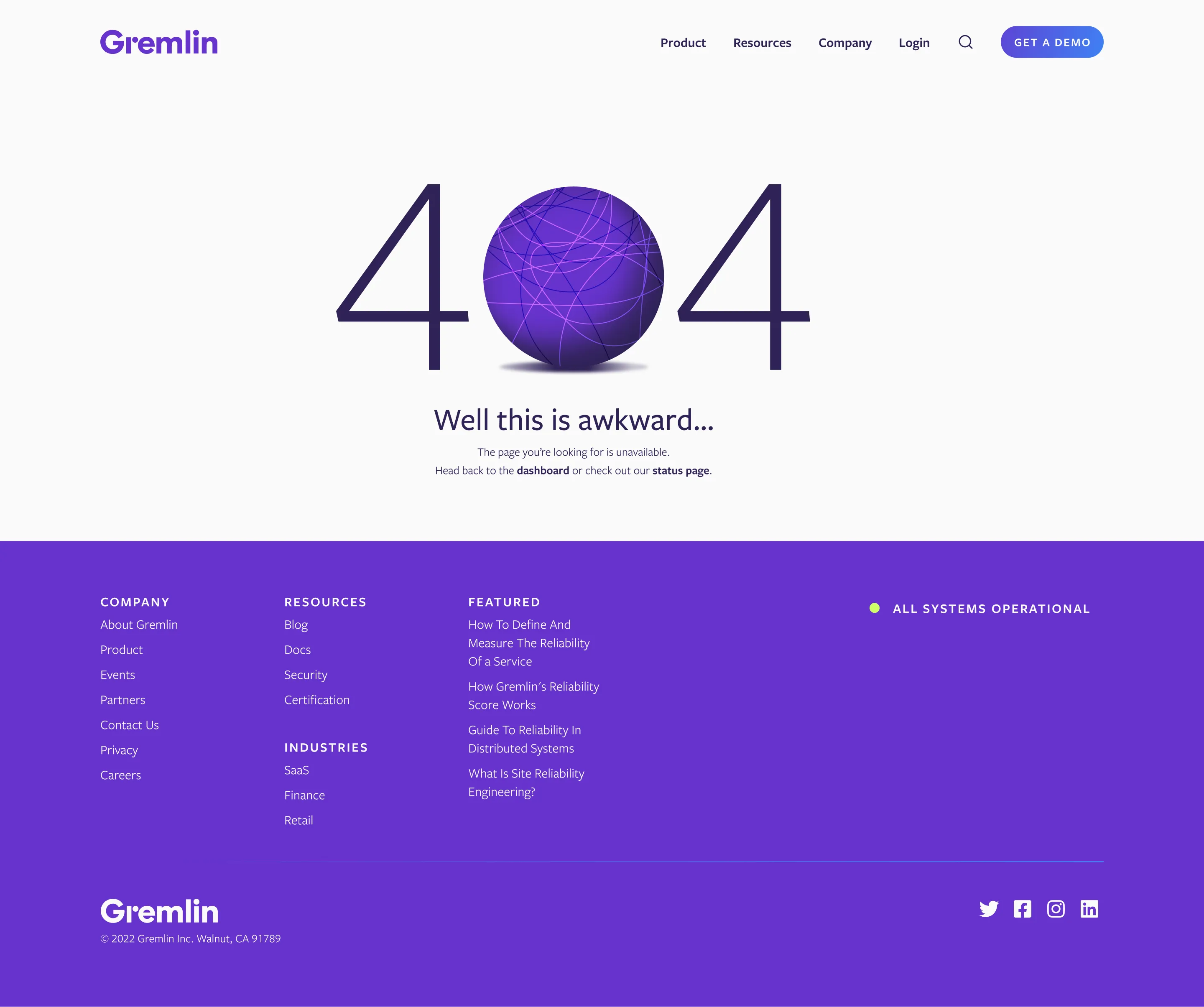 Gremlin 404 page